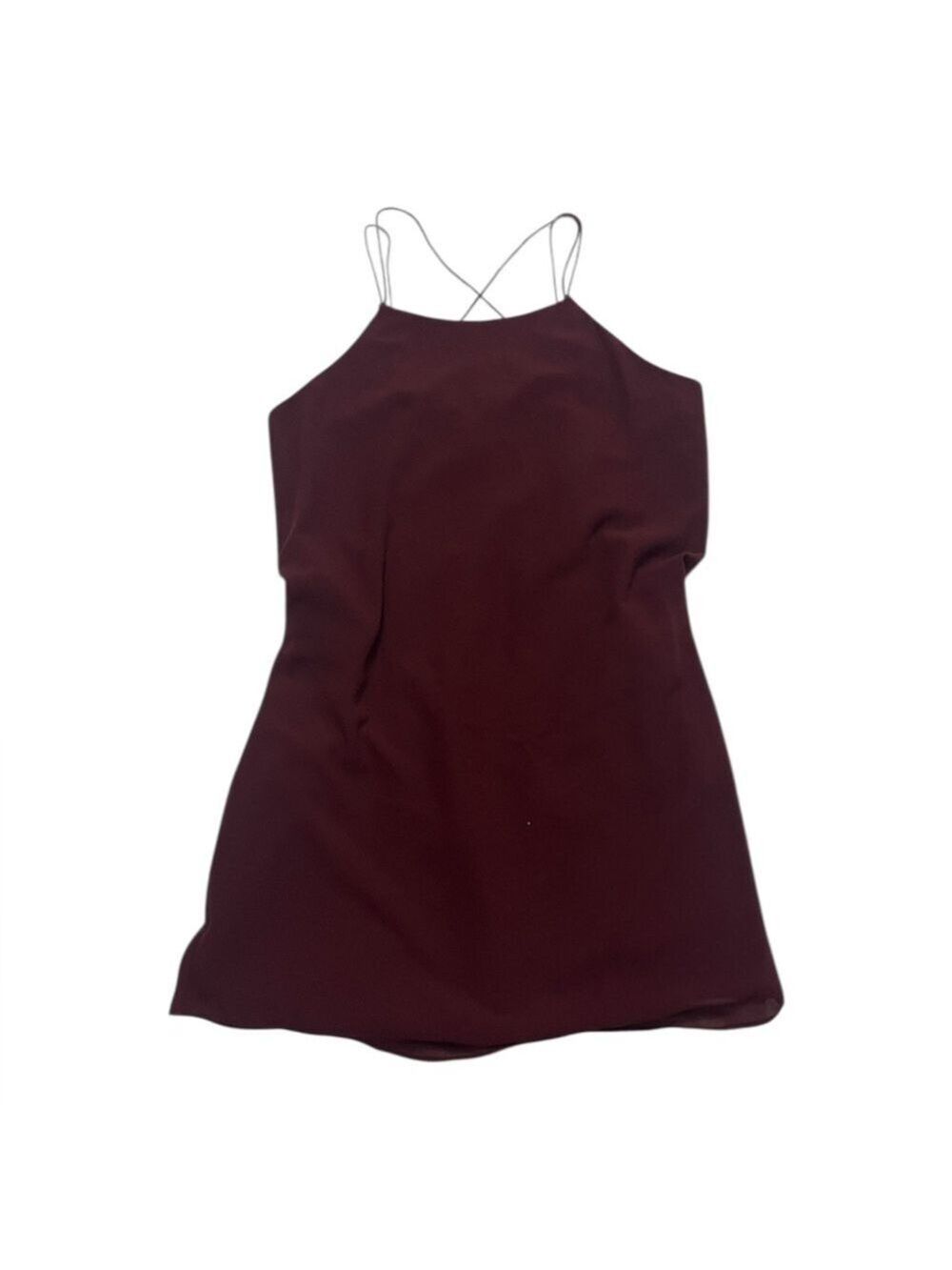 Naked Zebra Burgundy Pleated Back Slip Dress Strappy Cocktail | Size M